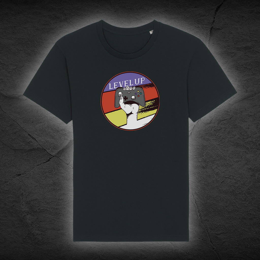 Premium Bio Unisex T-Shirt "Level Up" - Schwarz