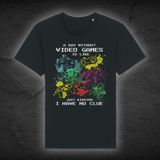 Premium Bio Unisex T-Shirt "Without Video Games" - Schwarz