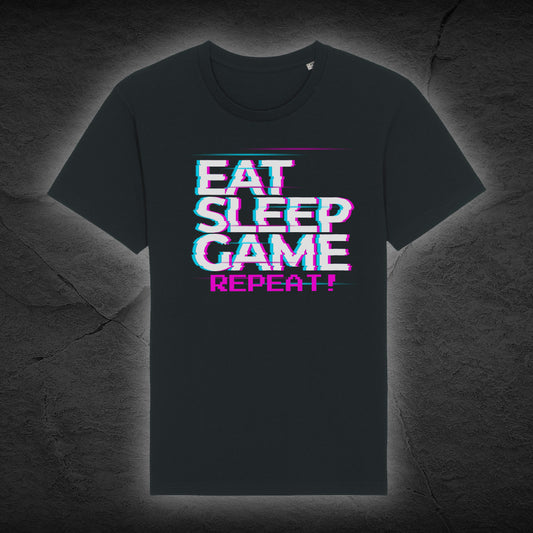 Premium Bio Unisex T-Shirt "Eat Sleep Game Repeat" - Schwarz